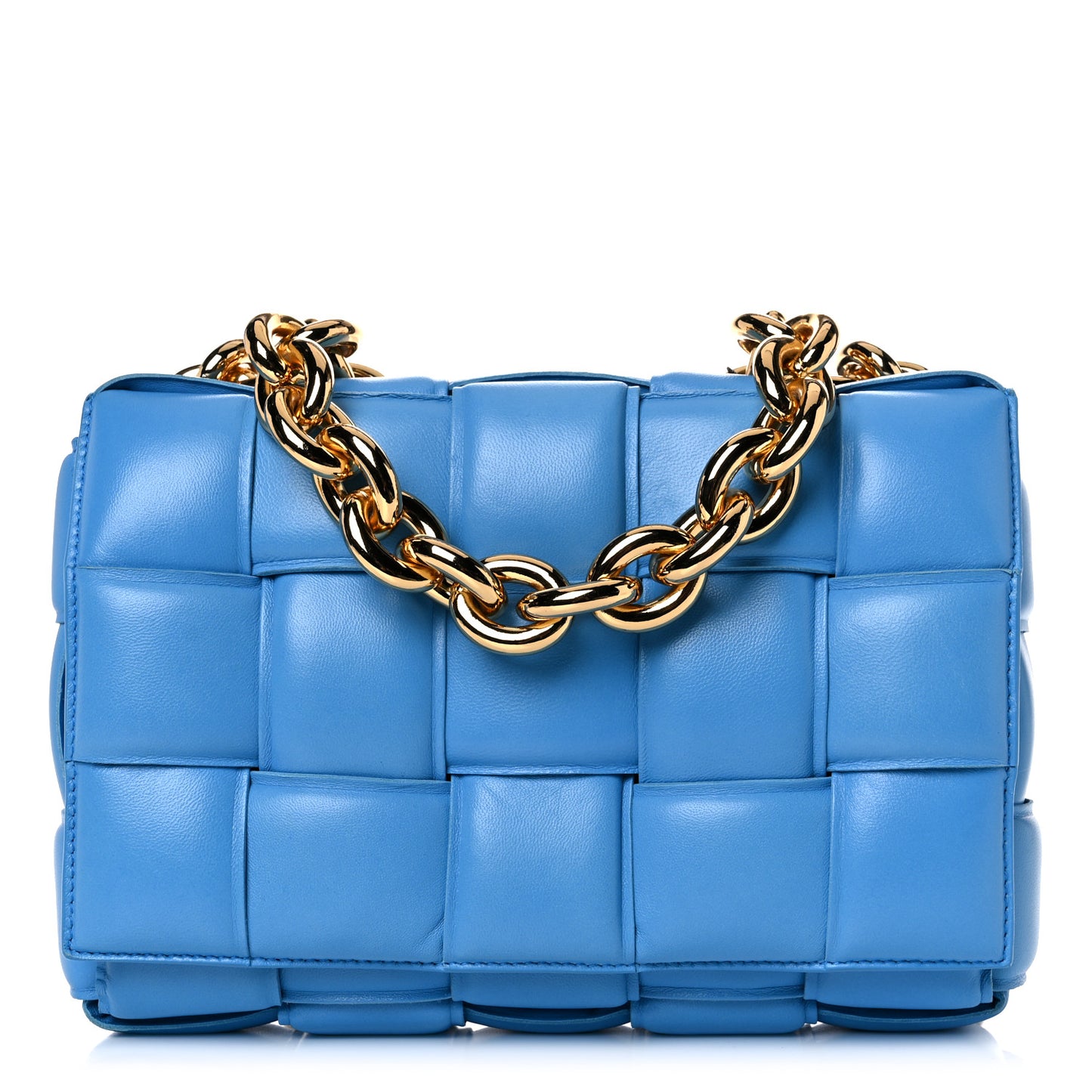 Lambskin Maxi Intreccio Padded Chain Cassette Crossbody Bag Swimming Pool