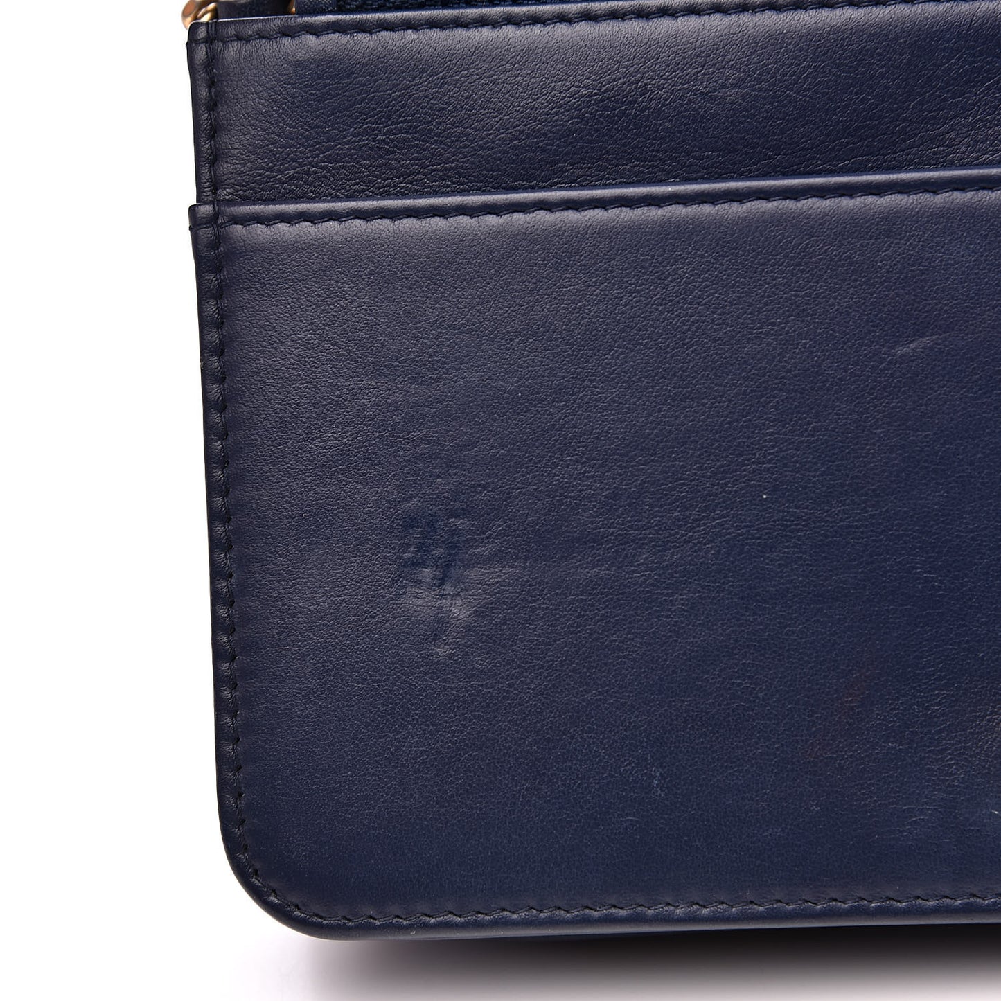 Lambskin Quilted Boy Wallet On Chain WOC Navy Blue