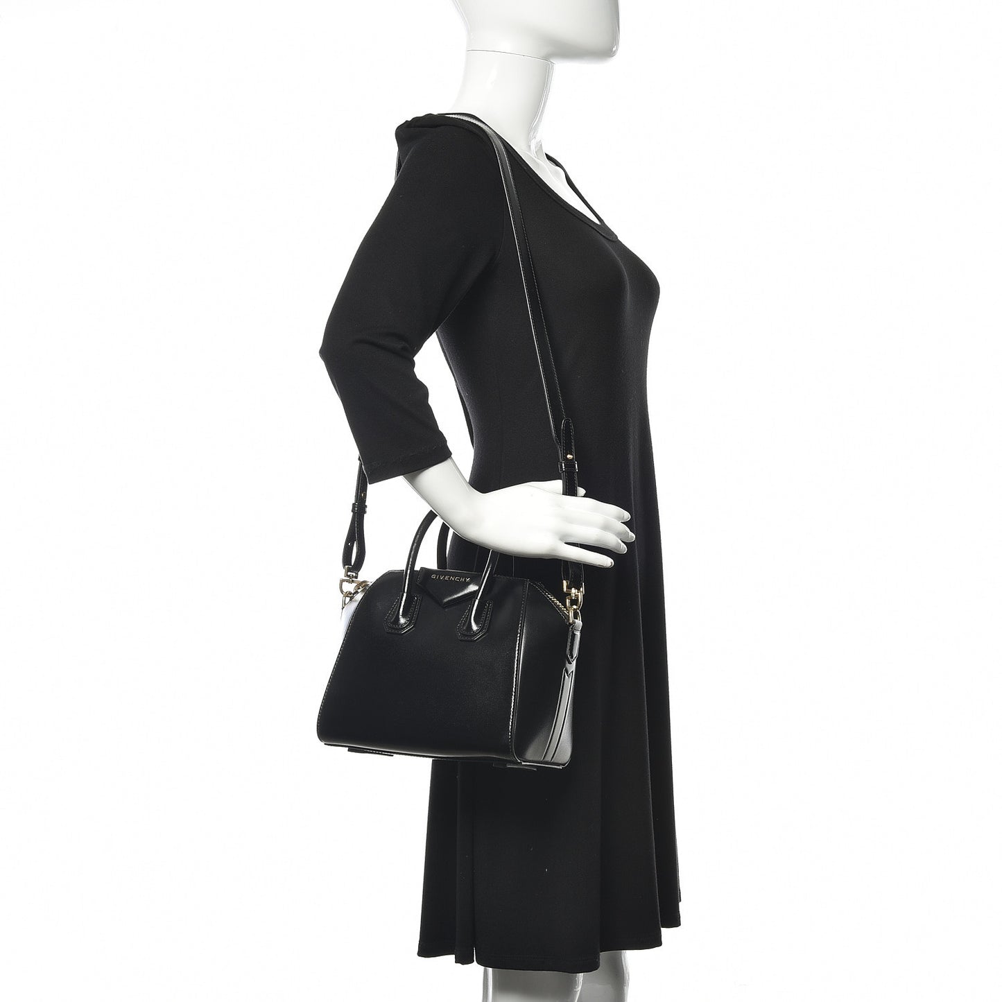 Shiny Lord Calfskin Mini Antigona Black