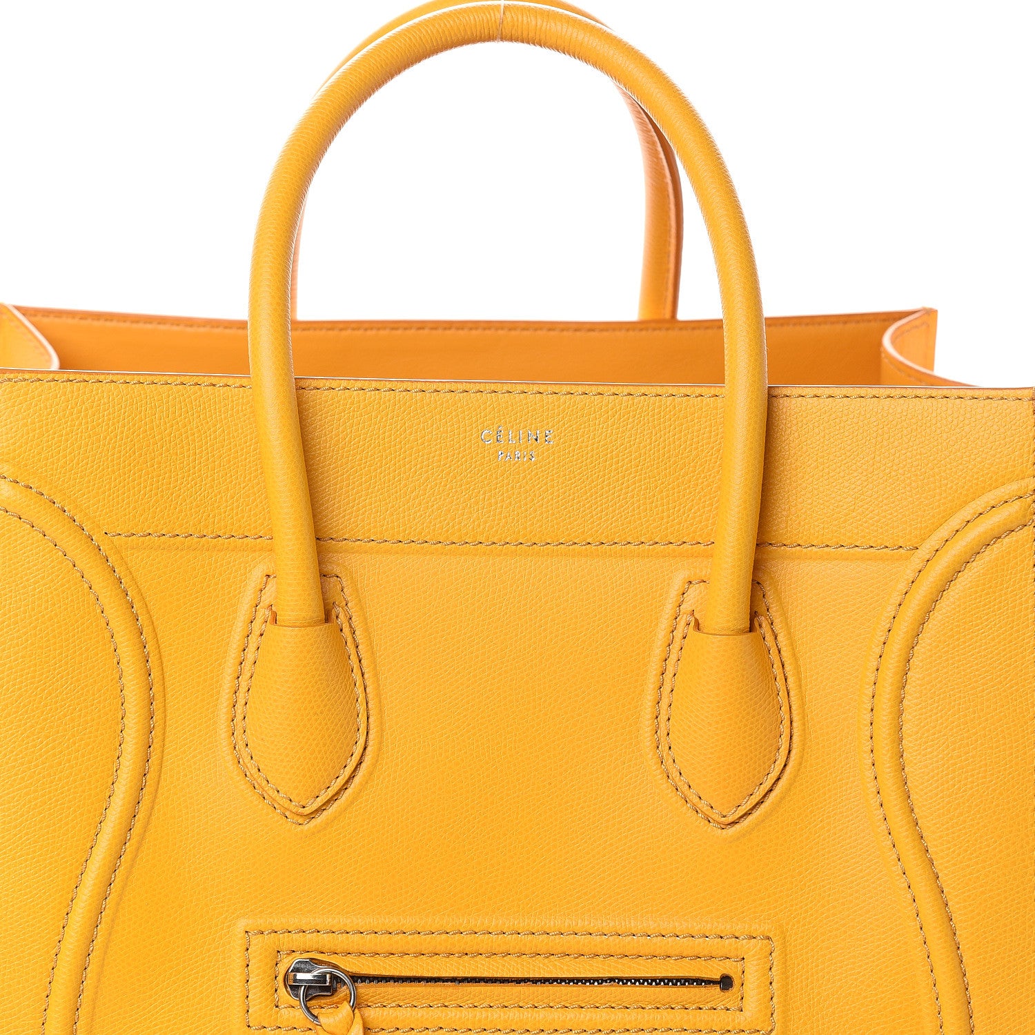 Celine Grained Calfskin Medium Phantom Luggage Saffron 6 of 8