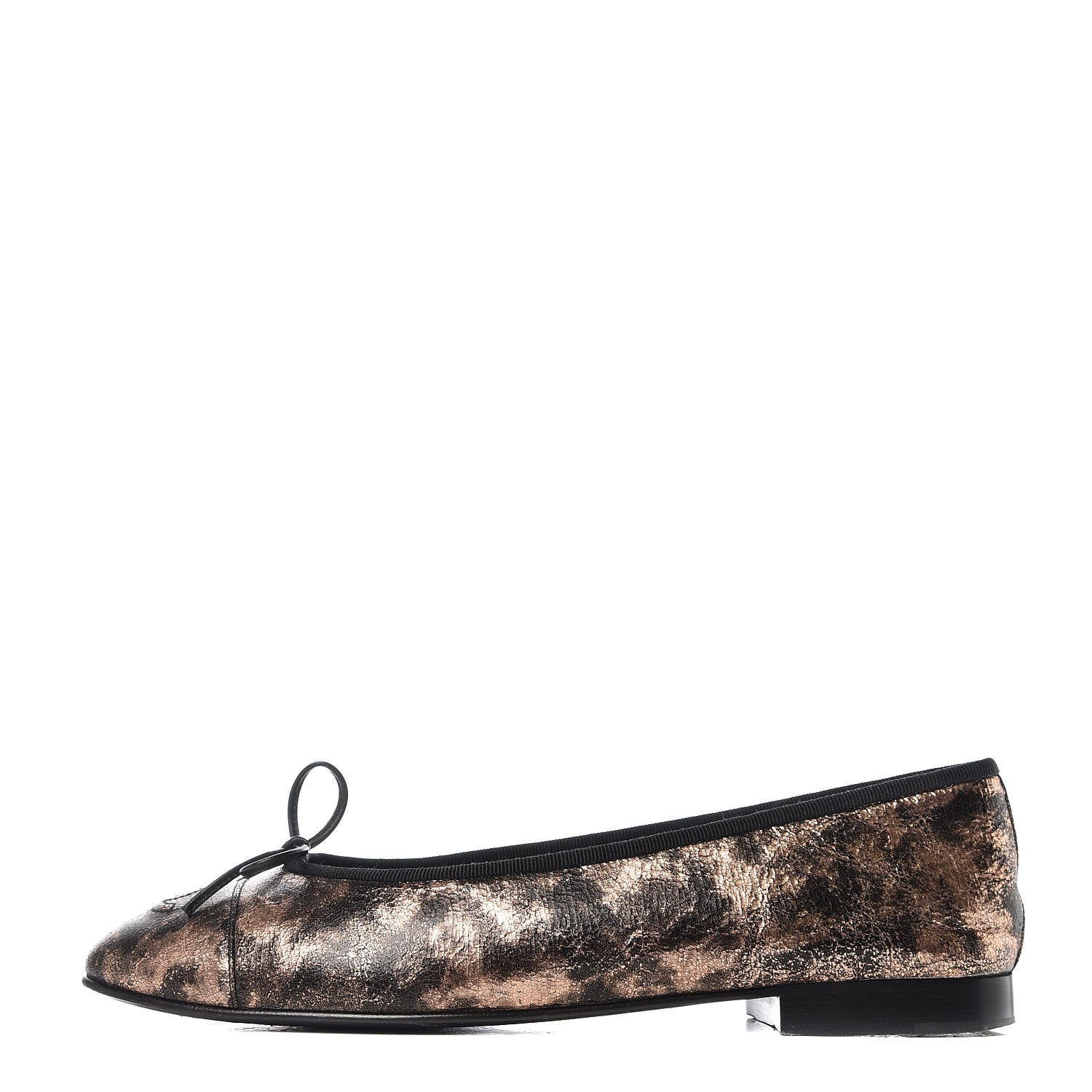 Chanel Laminated Suede Goatskin Cap Toe CC Ballerina Flats 40.5 Bronze 1 of 11