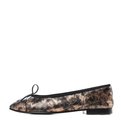 Chanel Laminated Suede Goatskin Cap Toe CC Ballerina Flats 40.5 Bronze 1 of 11