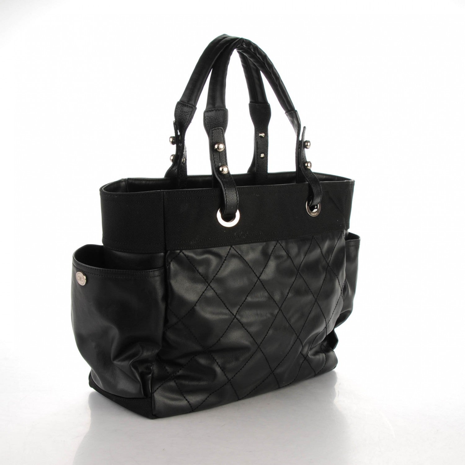 Chanel Coated Canvas Large Paris Biarritz Tote Black 4 of 8