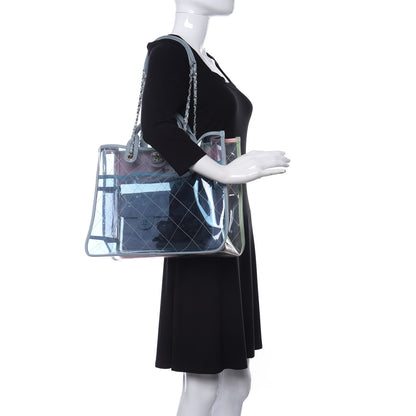 Chanel PVC Lambskin Stitched Medium Coco Splash Shopping Bag Blue Green Pink 2 of 12