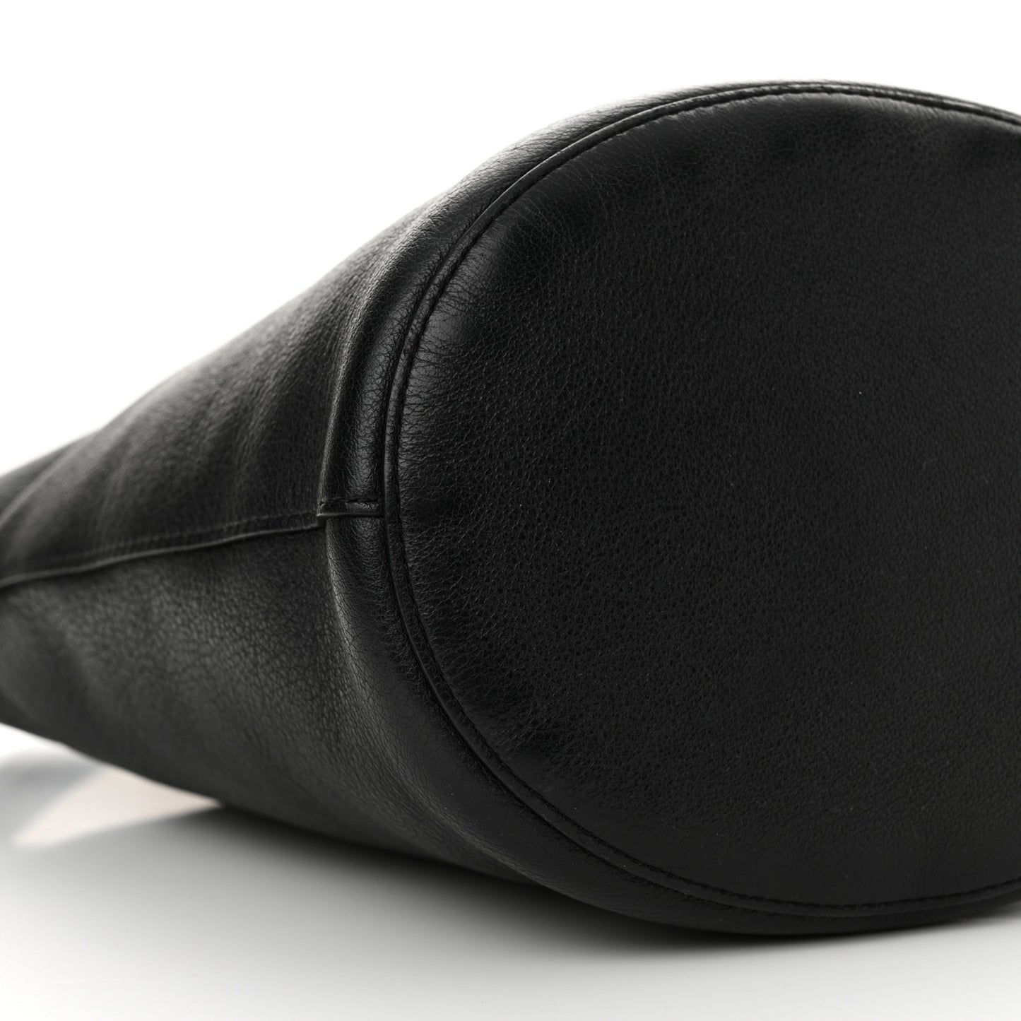 Pebbled Calfskin Zip Bucket Bag Black