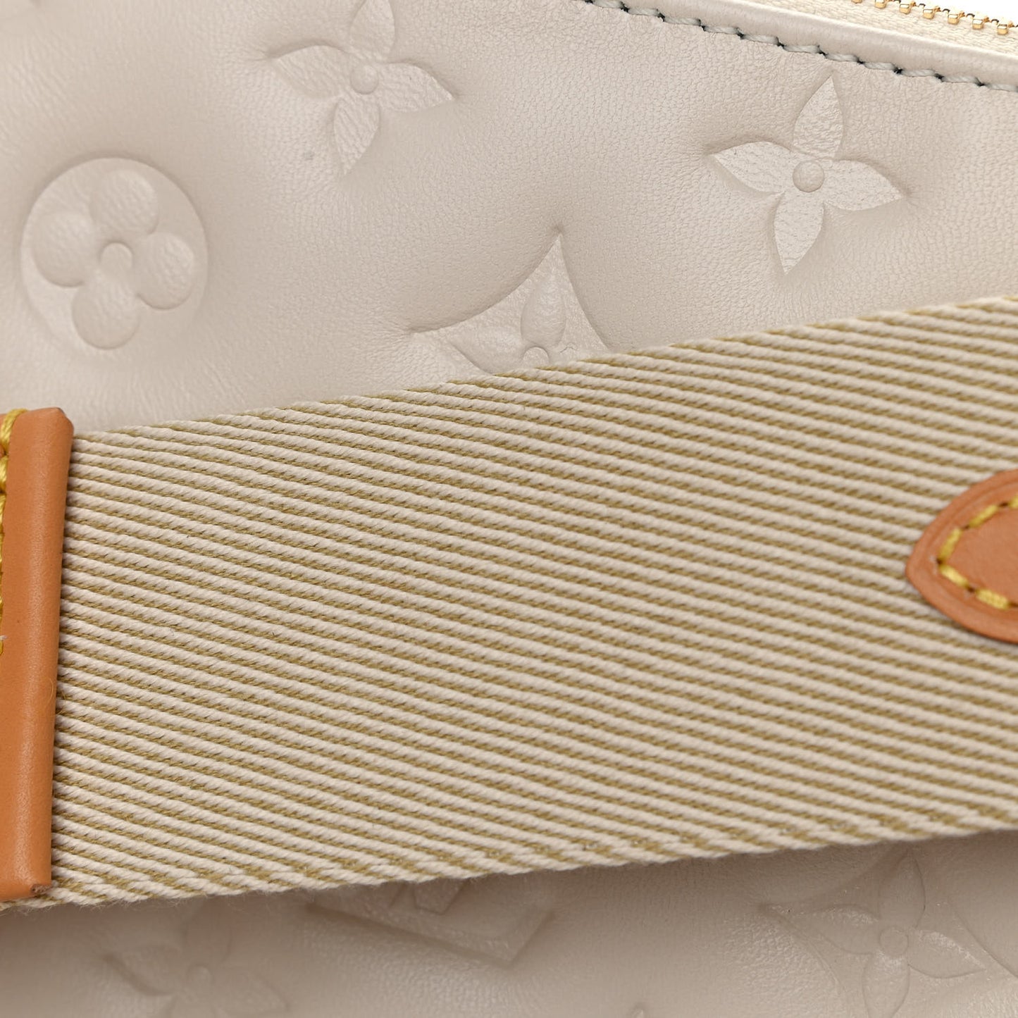 Lambskin Embossed Monogram Coussin PM Cream