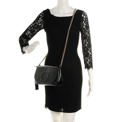 Gucci Patent Medium Soho Flap Crossbody Black 2 of 9