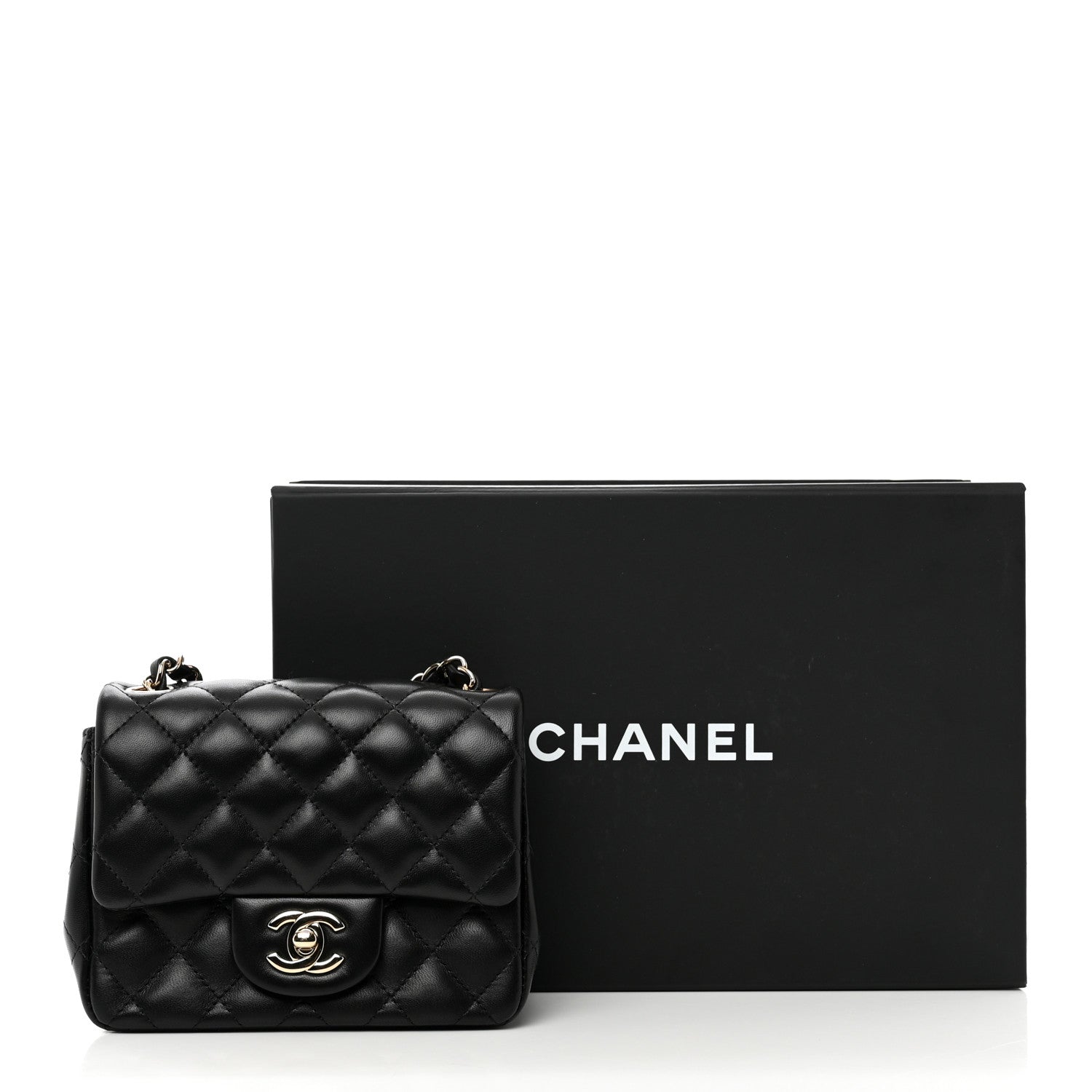Chanel Lambskin Quilted Mini Square Flap Black 10 of 10
