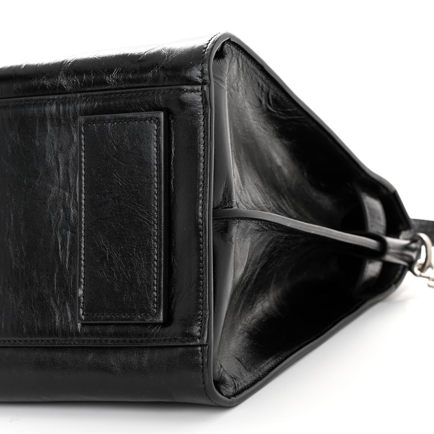 Cracked Shiny Calfskin Souple 36H Sac De Jour Duffle Black
