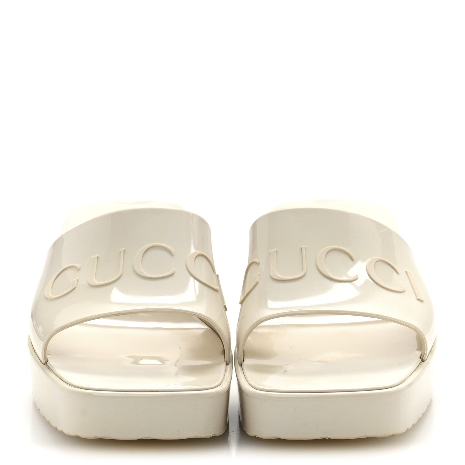 Gucci Rubber Gucci Logo Womens Platform 20/60mm Slide Sandals Mystic White 3 of 9