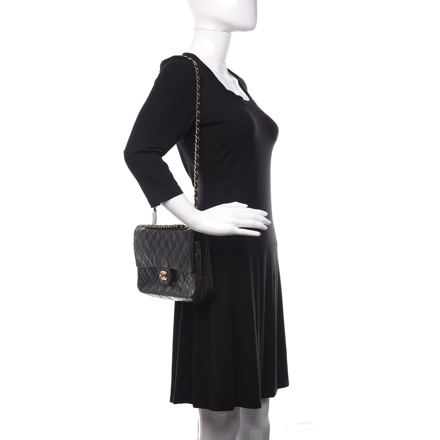Lambskin Quilted Medium Double Flap Black