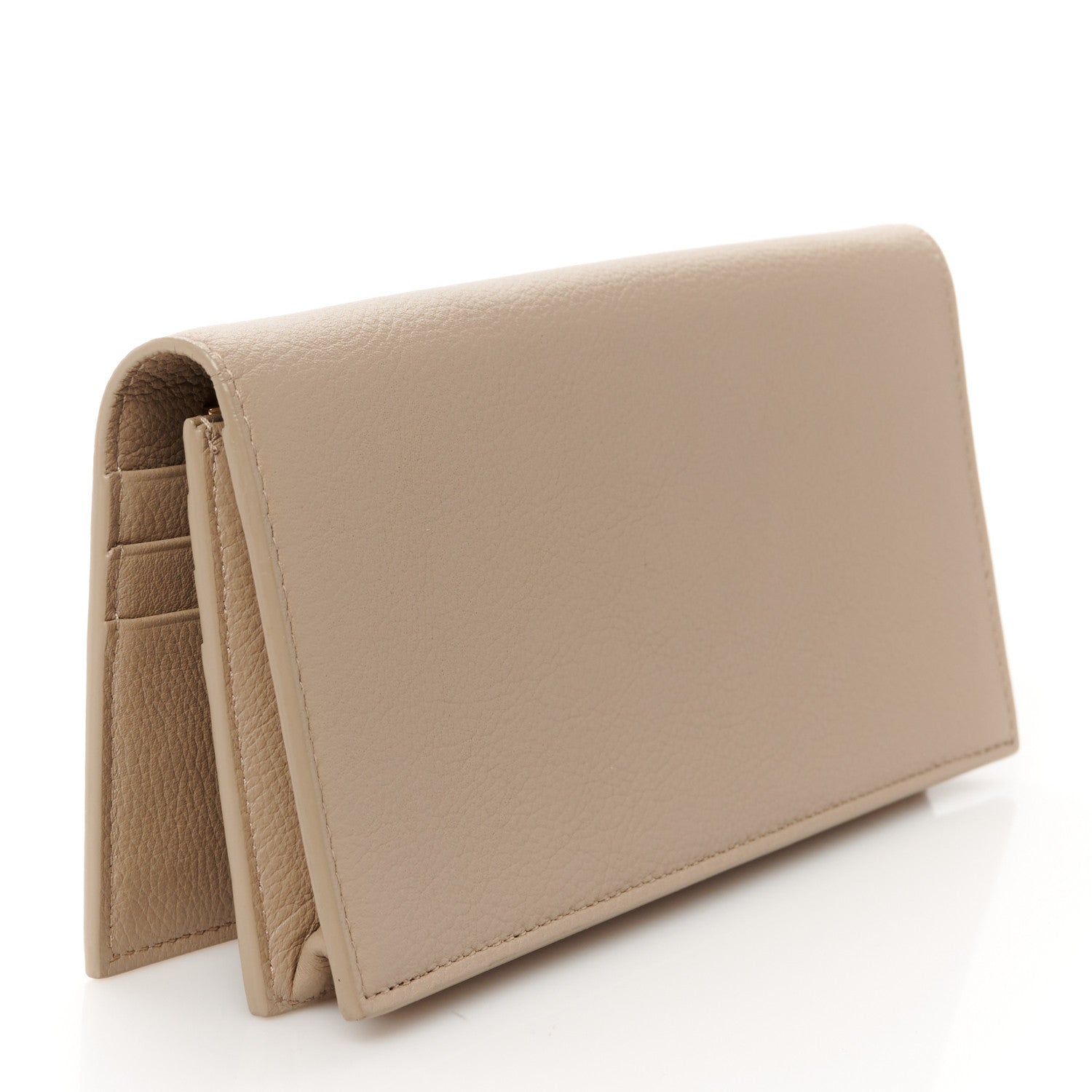 Saint Laurent Calfskin Tiny Monogram Cassandre Wallet Dark Beige 3 of 7