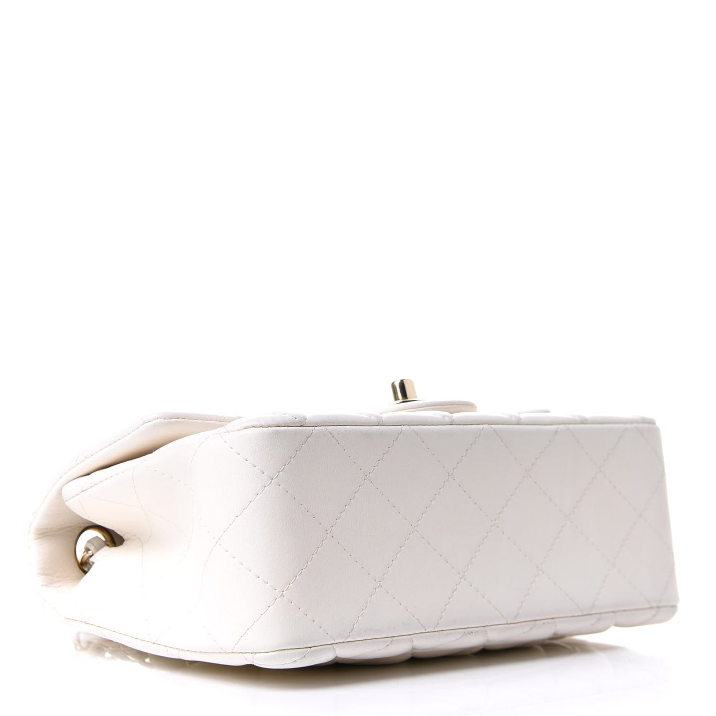 Lambskin Quilted Mini Rectangular Flap White