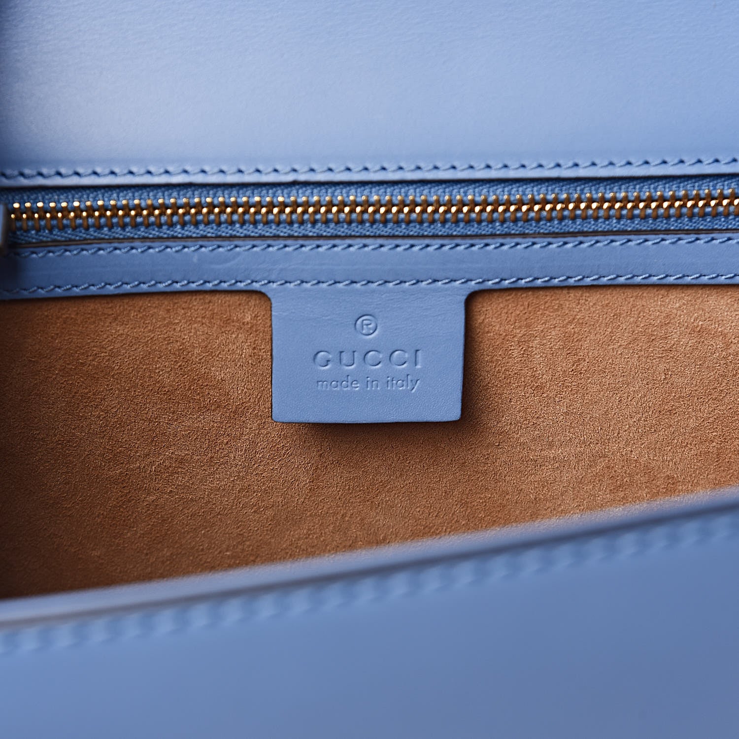 Gucci Calfskin Embroidered Medium Sylvie Top Handle Bag Clear Sky Blue 6 of 12