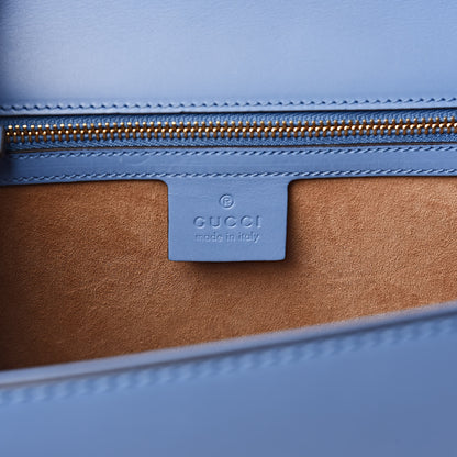 Gucci Calfskin Embroidered Medium Sylvie Top Handle Bag Clear Sky Blue 6 of 12