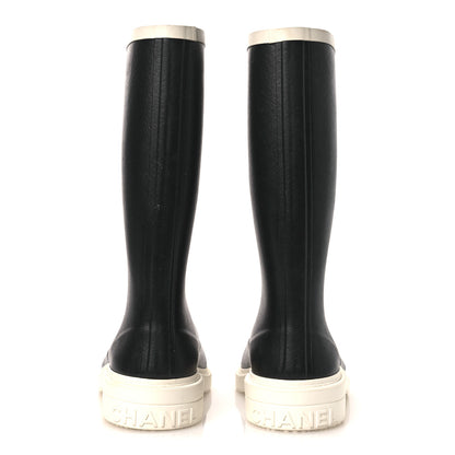 Chanel Caoutchouk CC High Boots 41 Black White 6 of 12