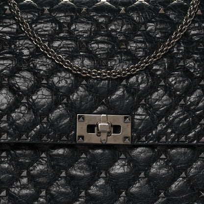 Valentino Garavani Craquele Nappa Maxi Rockstud Spike Shoulder Bag Black 9 of 15