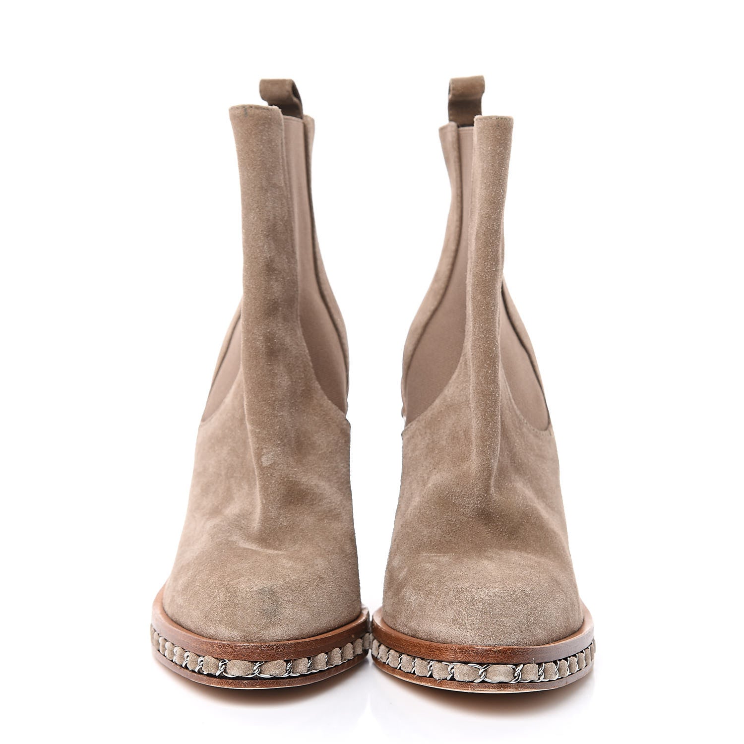 Chanel Suede Chain Around Elastic Boots 41.5 Light Brown 2 of 11