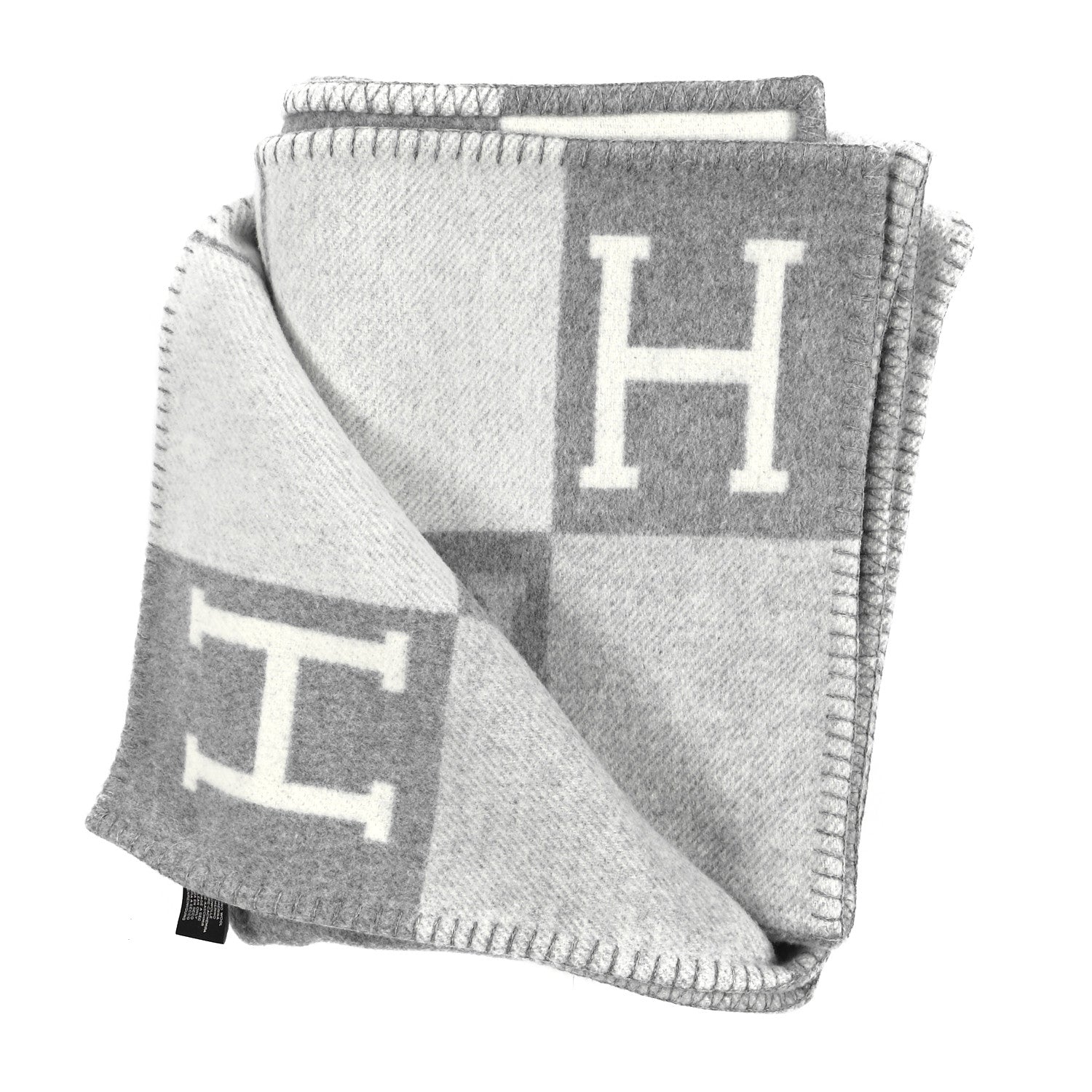 Hermes Wool Cashmere Avalon III Blanket Ecru Gris Clair 2 of 3