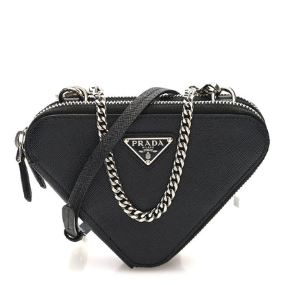 Prada Saffiano Mini Triangle Crossbody Pouch Black 1 of 10