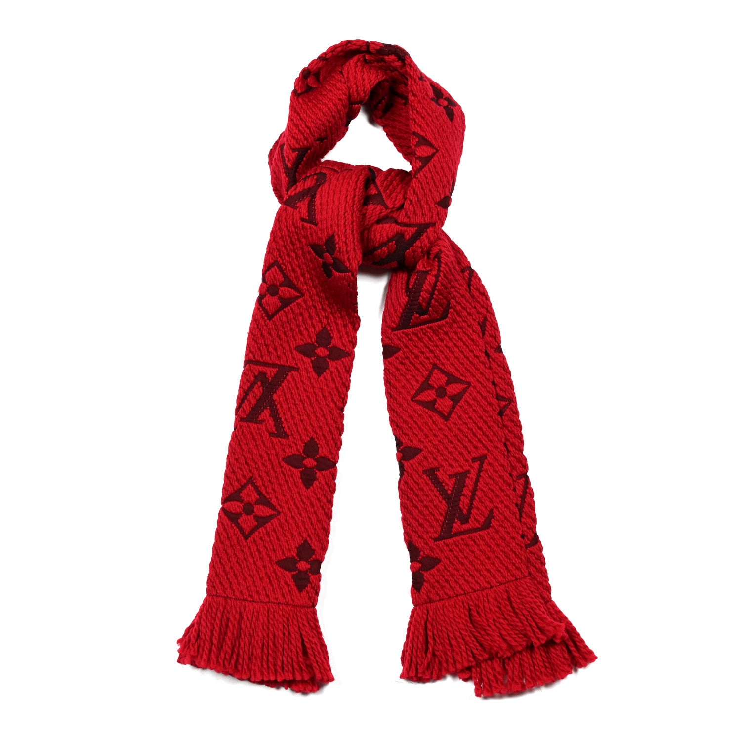 Louis Vuitton Wool Silk Logomania Scarf Rubis 1 of 3