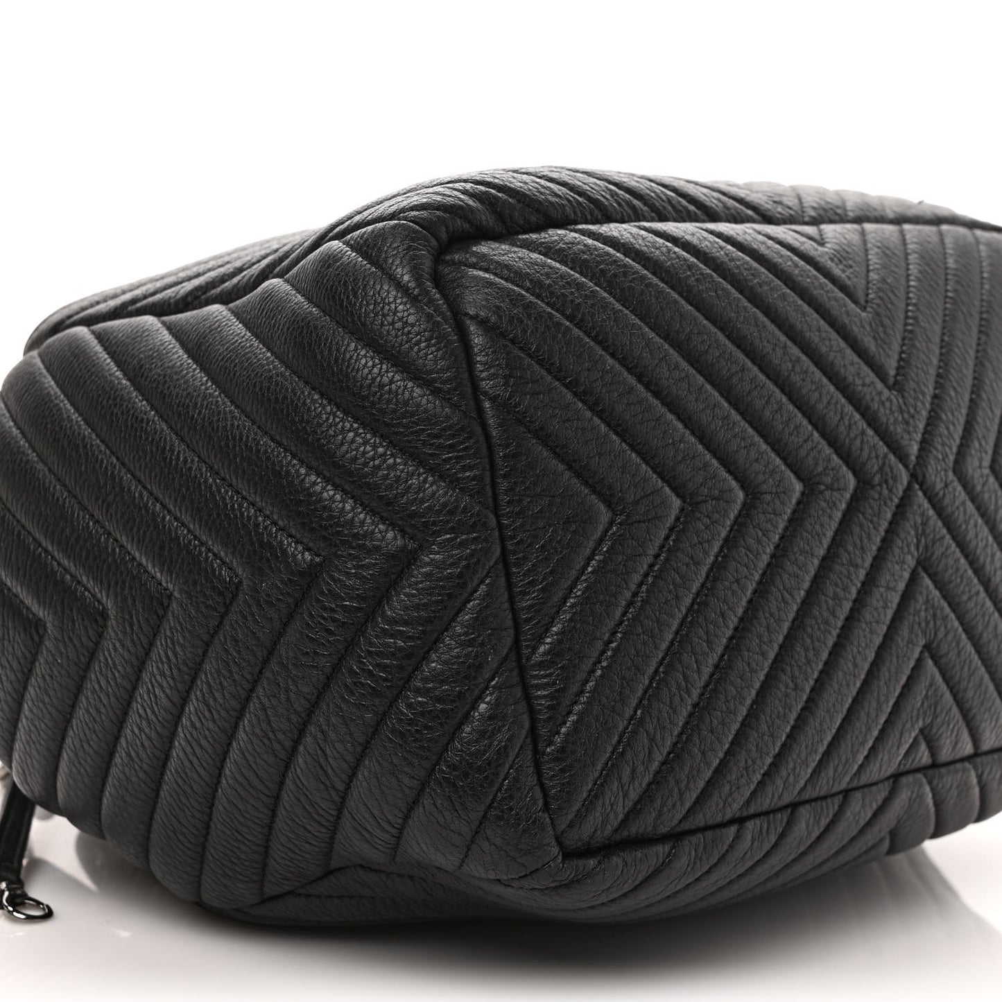 Deerskin Chevron Large CC Chain Bucket Drawstring Bag Black