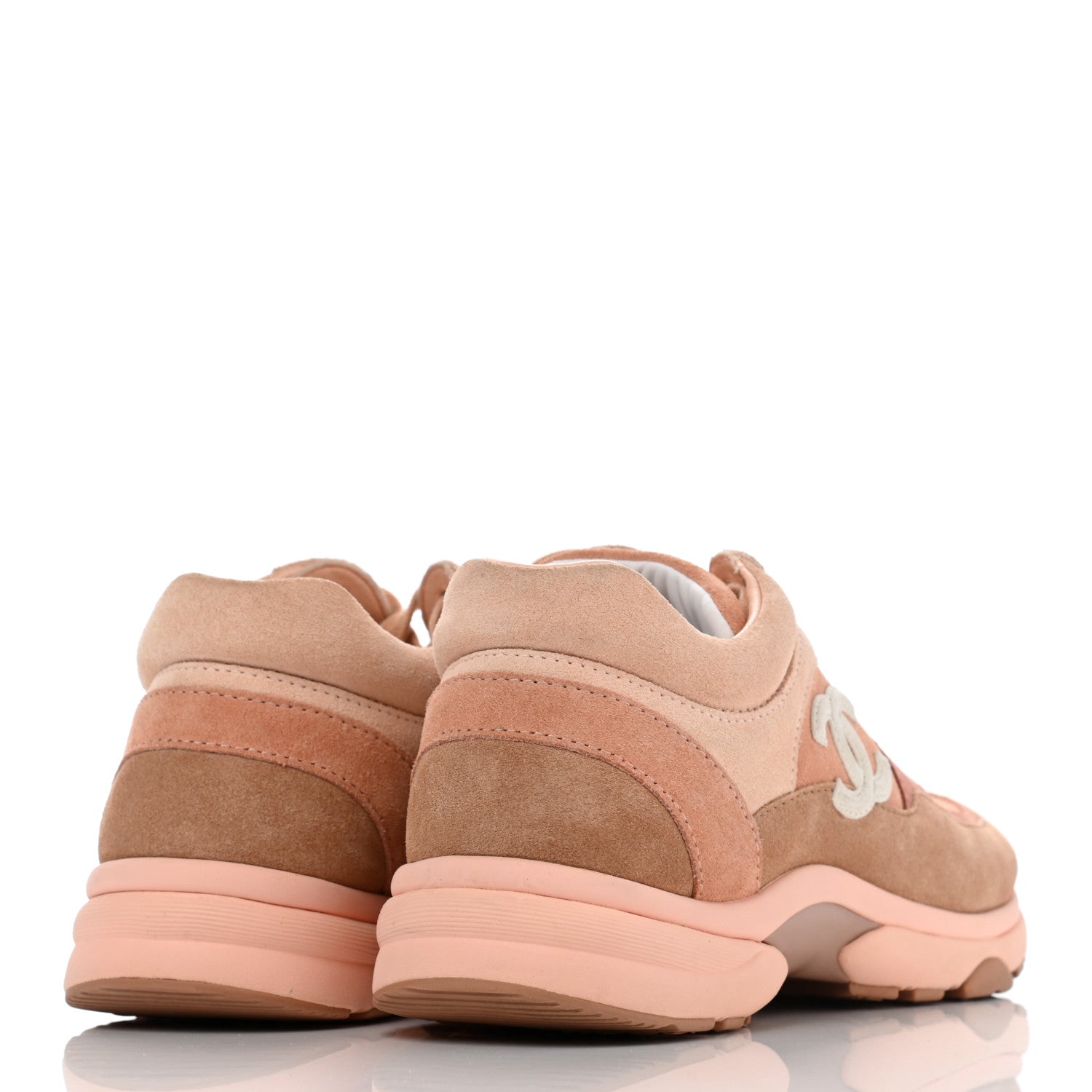 Chanel Nylon Lambskin Suede Calfskin CC Sneakers 36.5 Pink 4 of 15