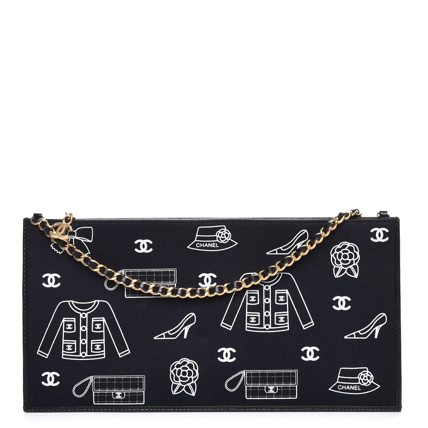 Printed Canvas Symbols Pochette Black