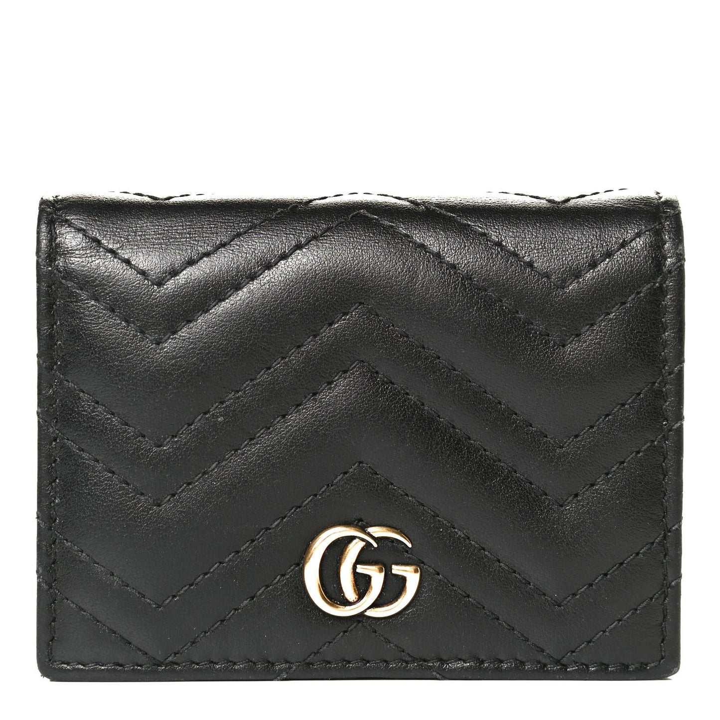 Calfskin Matelasse GG Marmont Card Case Wallet Black