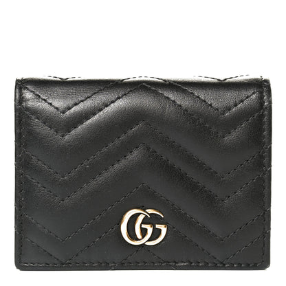 Gucci Calfskin Matelasse GG Marmont Card Case Wallet Black 1 of 9