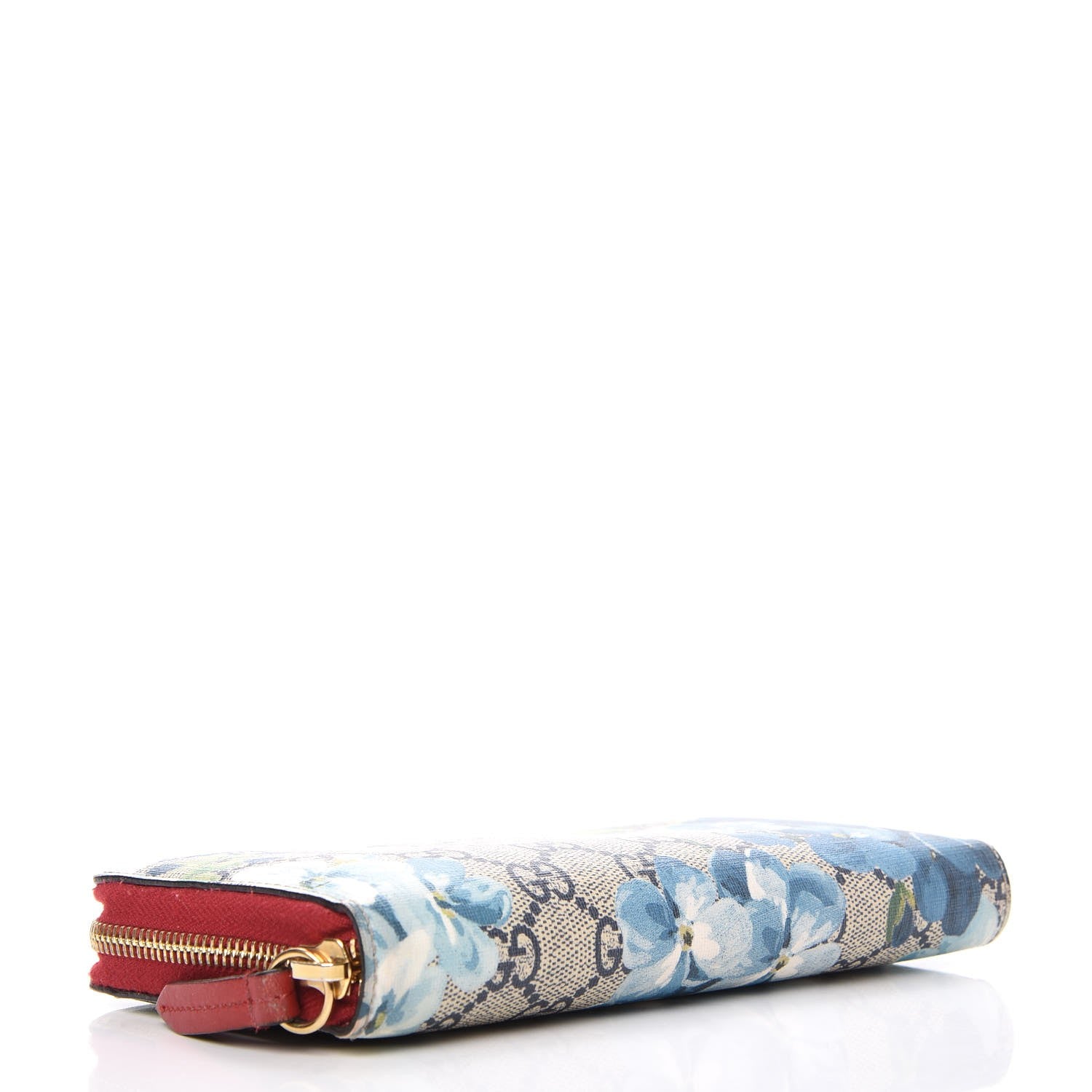 Gucci GG Supreme Monogram Blooms Zip Around Wallet Blue Red 4 of 10