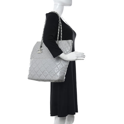 Chanel Vinyl Quilted In The Business North South Tote Light Grey 2 of 11
