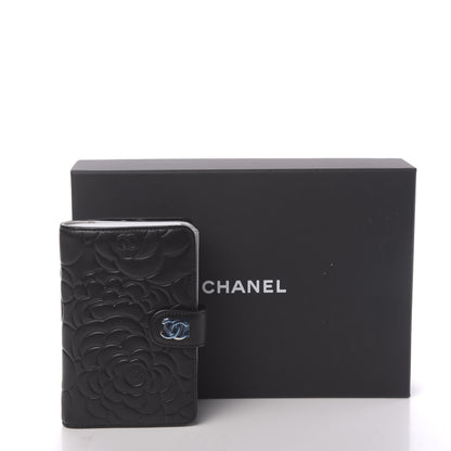 Chanel Lambskin Camellia Embossed Zipped Pocket Wallet Black 9 of 9