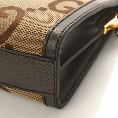 Gucci Monogram Jumbo GG Textured Dollar Calfskin Web Small Ophidia Chain Shoulder Bag Camel Ebony New Acero 8 of 8