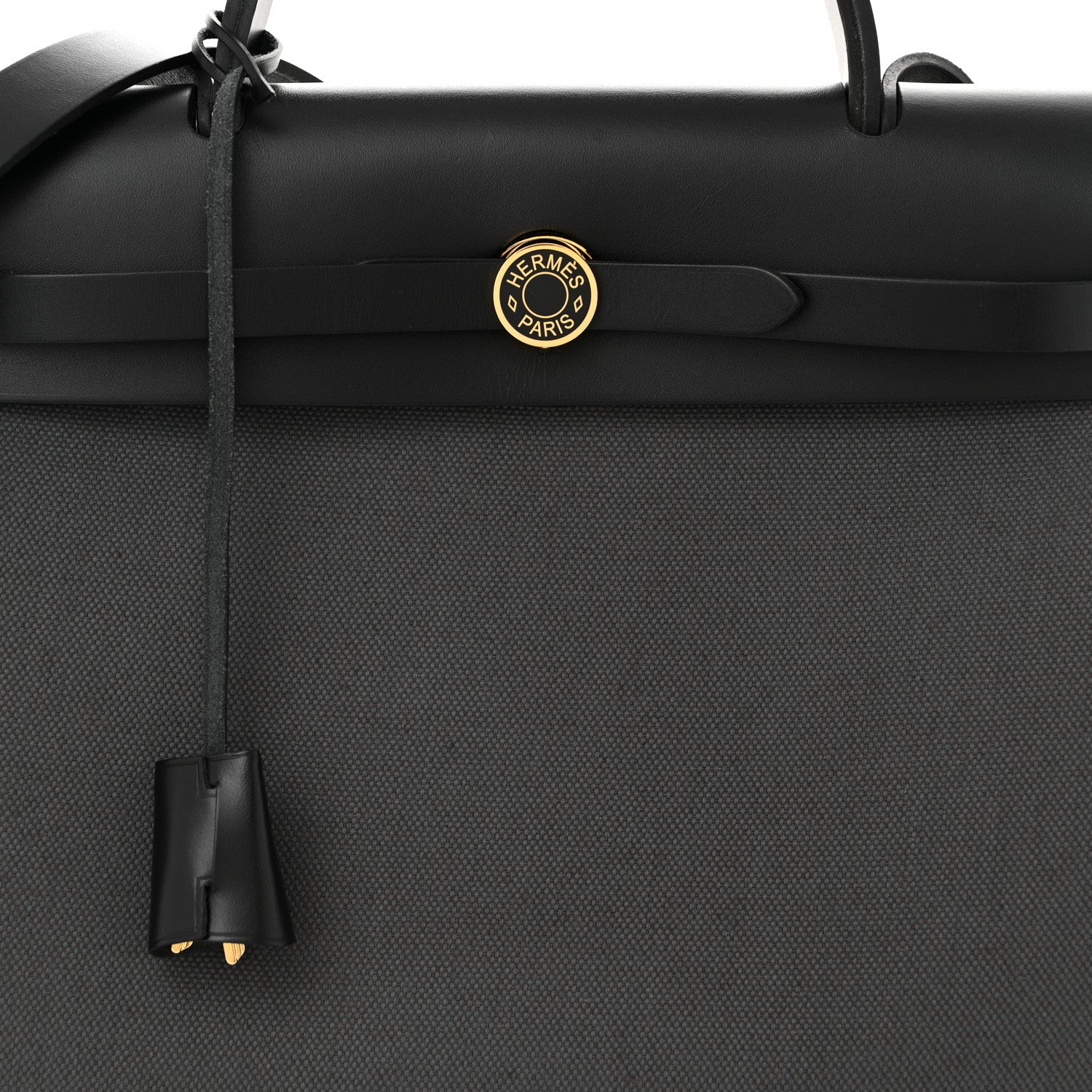 Hermes Military Toile Vache Hunter Laque Herbag Zip Retourne 31 PM Ardoise Black 9 of 12