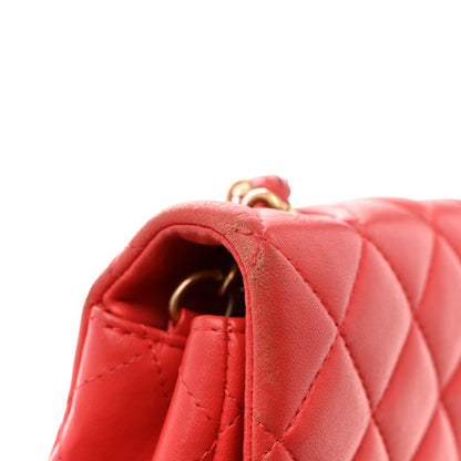 Chanel Lambskin Quilted Mini Rectangular Flap Coral 13 of 17