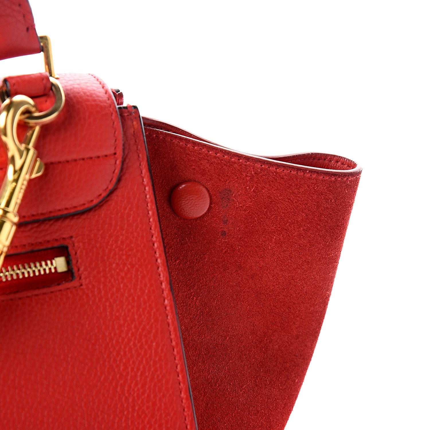 Celine Drummed Calfskin Suede Small Trapeze Coquelicot 8 of 9