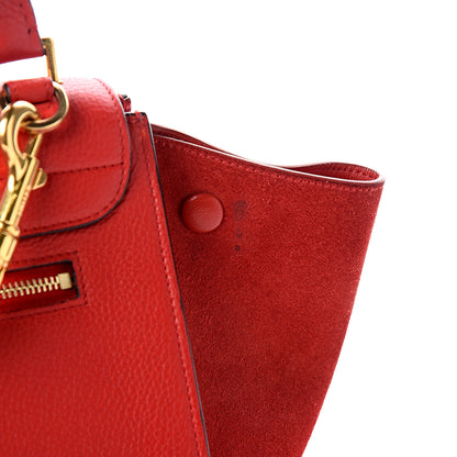 Celine Drummed Calfskin Suede Small Trapeze Coquelicot 8 of 9