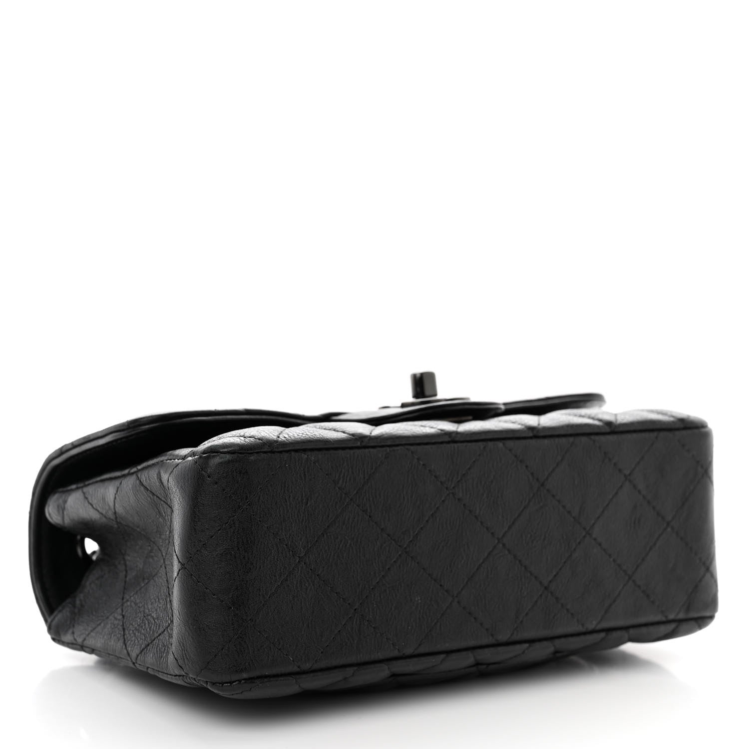 Chanel Crumpled Calfskin Quilted Mini Rectangular Flap So Black 4 of 10