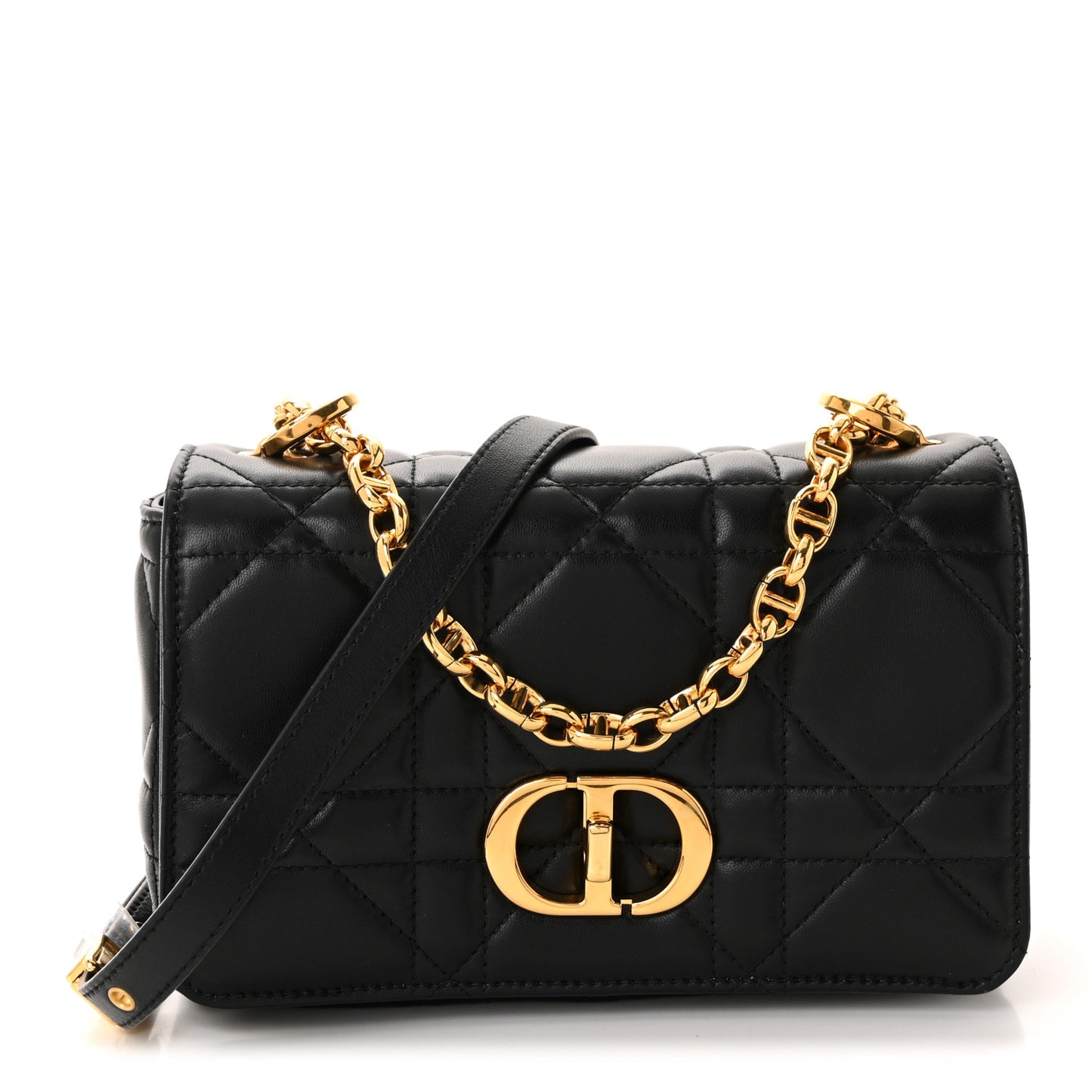 Lambskin Macrocannage Small Soft Dior Caro Bag Black