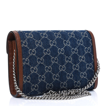 Gucci New Denim GG Monogram Dollar Calfskin Enamel Mini Dionysus Chain Wallet Blue Tea Cuir Epilog Electric Blue 2 of 4