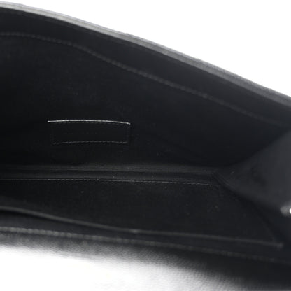 Saint Laurent Grain De Poudre Matelasse Chevron Monogram Envelope Clutch Black 5 of 8