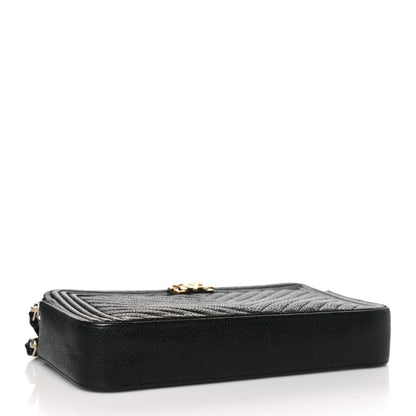 Chanel Caviar Chevron Small Boy Clutch With Chain Black 4 of 13