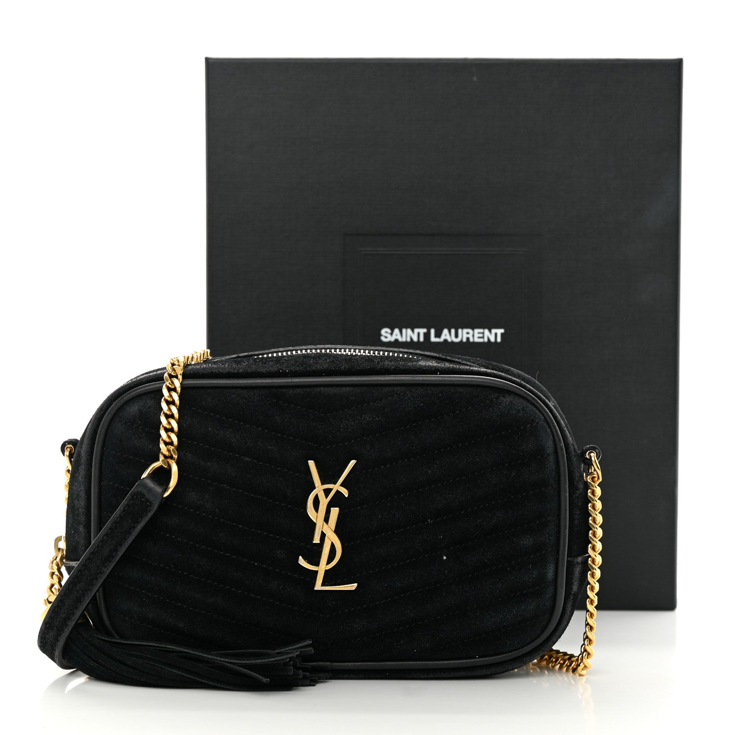 Saint Laurent Suede Matelasse Monogram Mini Lou Camera Bag Black 17 of 17