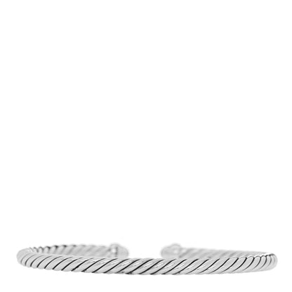 David Yurman Sterling Silver Diamond 4mm Cable Flex Bracelet 2 of 4