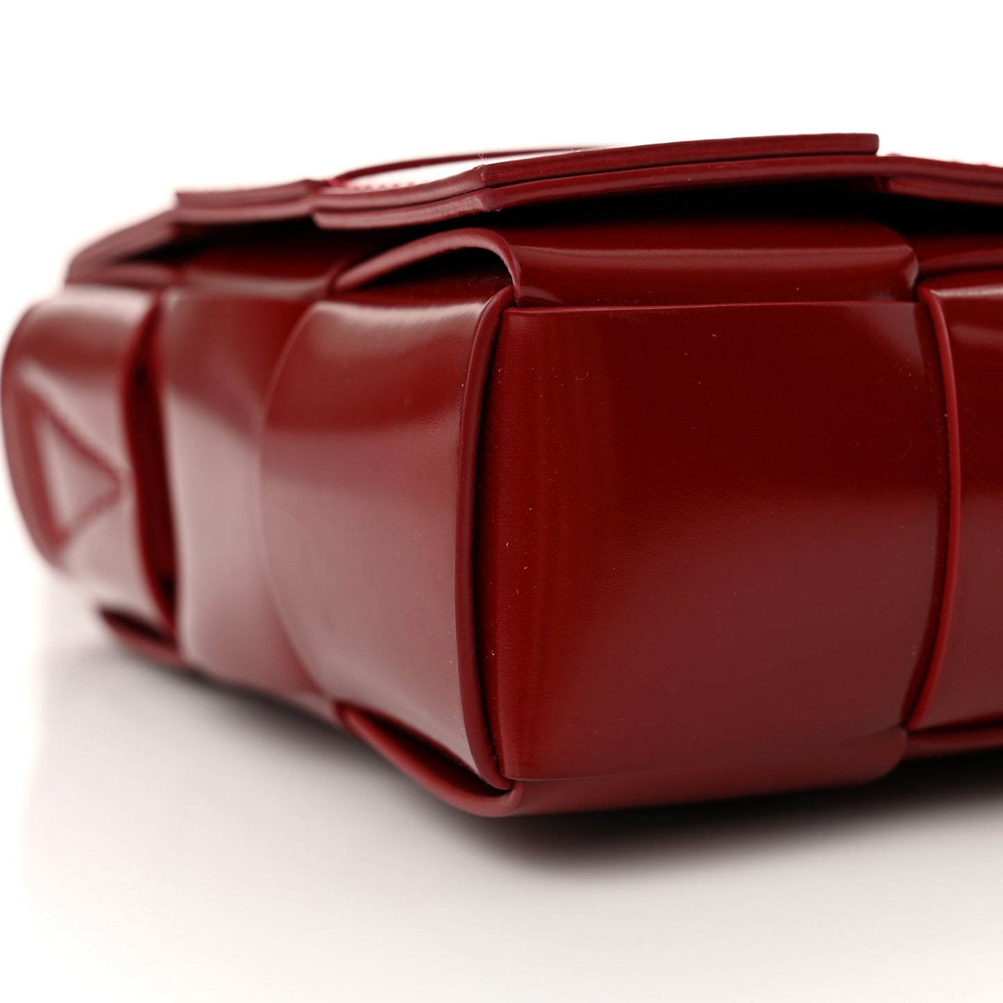 Patent Maxi Intrecciato Cassette Crossbody Bag Red