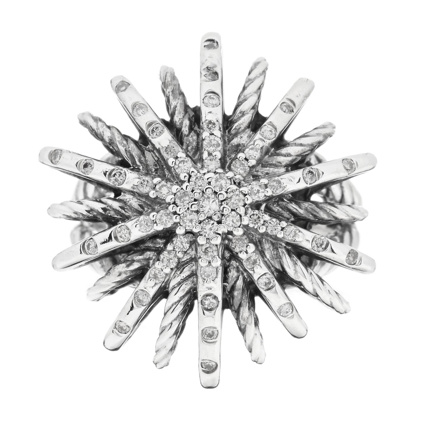 Sterling Silver Diamond 25mm Starburst Ring 53 6.5