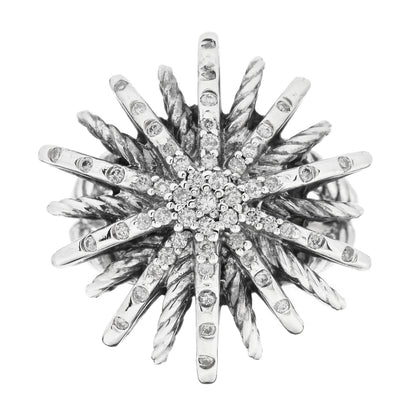 David Yurman Sterling Silver Diamond 25mm Starburst Ring 53 6.5 1 of 4