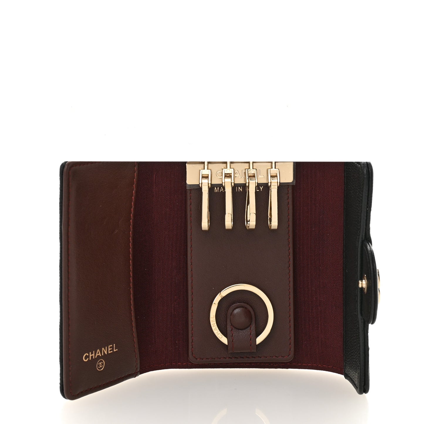 Caviar Quilted Classic 4 Key Holder Wallet Black