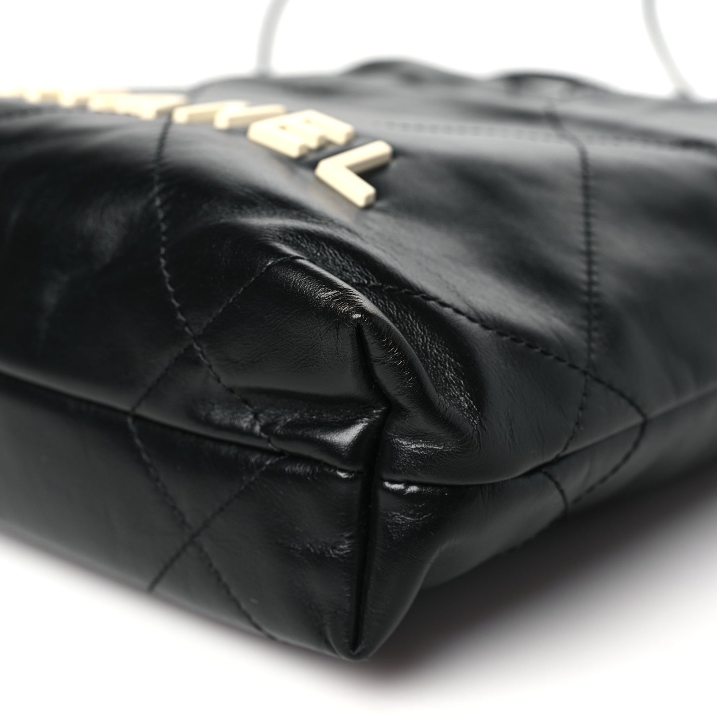 Shiny Calfskin Quilted Mini Chanel 22 Black White